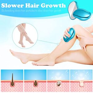 Crystal Hair Eraser, Reusable Crystal Hair Remover Magic Painless Exfoliation Hair Removal Tool, Magic Hair Eraser for Back Arms Legs, Washable, Hair Remover for Women and Men(Blue)