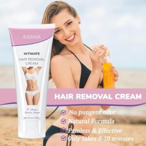 Hair Removal Cream for Women, Intimate Skin Friendly Depilatory Cream for Unwanted Hair in Underarms, Private Parts, Pubic & Bikini Area, Painless Flawless Depilatory Cream, Sensitive Formula