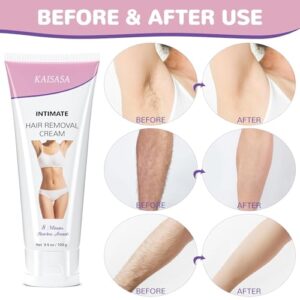 Hair Removal Cream for Women, Intimate Skin Friendly Depilatory Cream for Unwanted Hair in Underarms, Private Parts, Pubic & Bikini Area, Painless Flawless Depilatory Cream, Sensitive Formula