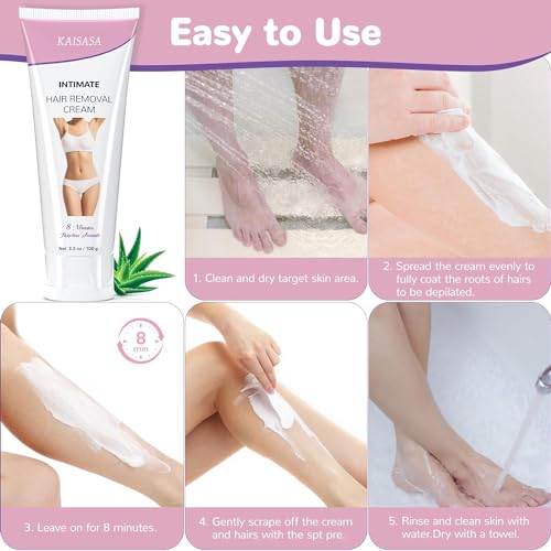 Hair Removal Cream for Women, Intimate Skin Friendly Depilatory Cream for Unwanted Hair in Underarms, Private Parts, Pubic & Bikini Area, Painless Flawless Depilatory Cream, Sensitive Formula