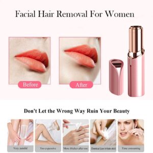 Facial Hair Removal for Women Painless Hair Remover, Waterproof Shaver Razor Hair Remover with LED Light for Face Bikini Peach Fuzz Upper Mustache Lip Chin (rose gold)