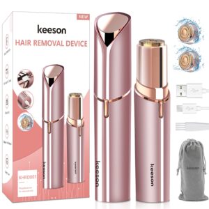 nvxigac Facial Hair Removal for Women, Painless Womens Facial Hair Remover with 2 Replacement Heads, Lipstick-Sized, USB Rechargeable, Facial Hair Remover for Upper Lip,Chin,Peach Fuzz,Mustache (Pink)