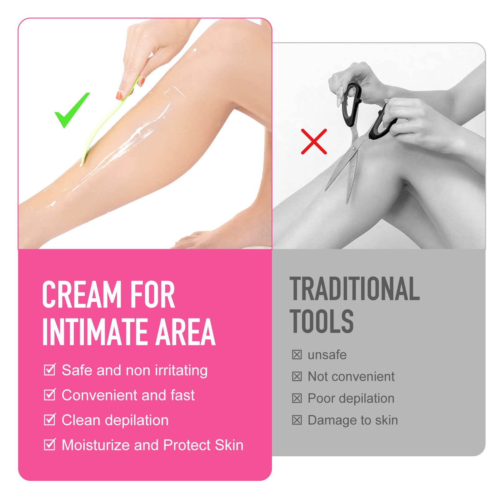 Intimate/Private Hair Removal Cream for Women, Painless Flawless Depilatory Cream for Underarms, Pubic, Bikini and Private Areas - Goodbye to Unwanted Hair, Sensitive Formula Ideal for All Skin Types