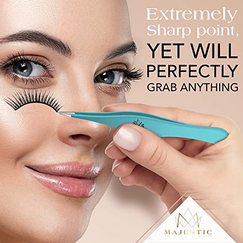 Majestic Bombay Fine Point Tweezers for Women and Men – Splinter Ticks, Facial, Brow and Ingrown Hair Removal–Sharp, Needle Nose, Surgical Tweezers Precision Pluckers best tweezers for chin hair