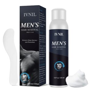 hair removal spray foam for men hair removal cream ivnil - effective & painless hair removal cream for men's underarm, chest, back, legs - depilatory cream, suitable for all skin types