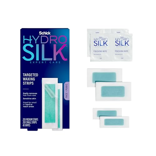 Schick Hydro Silk Waxing Strips for Face ,Hair Removal ,Eyebrow | Bikini Soft Wax Kit for Women