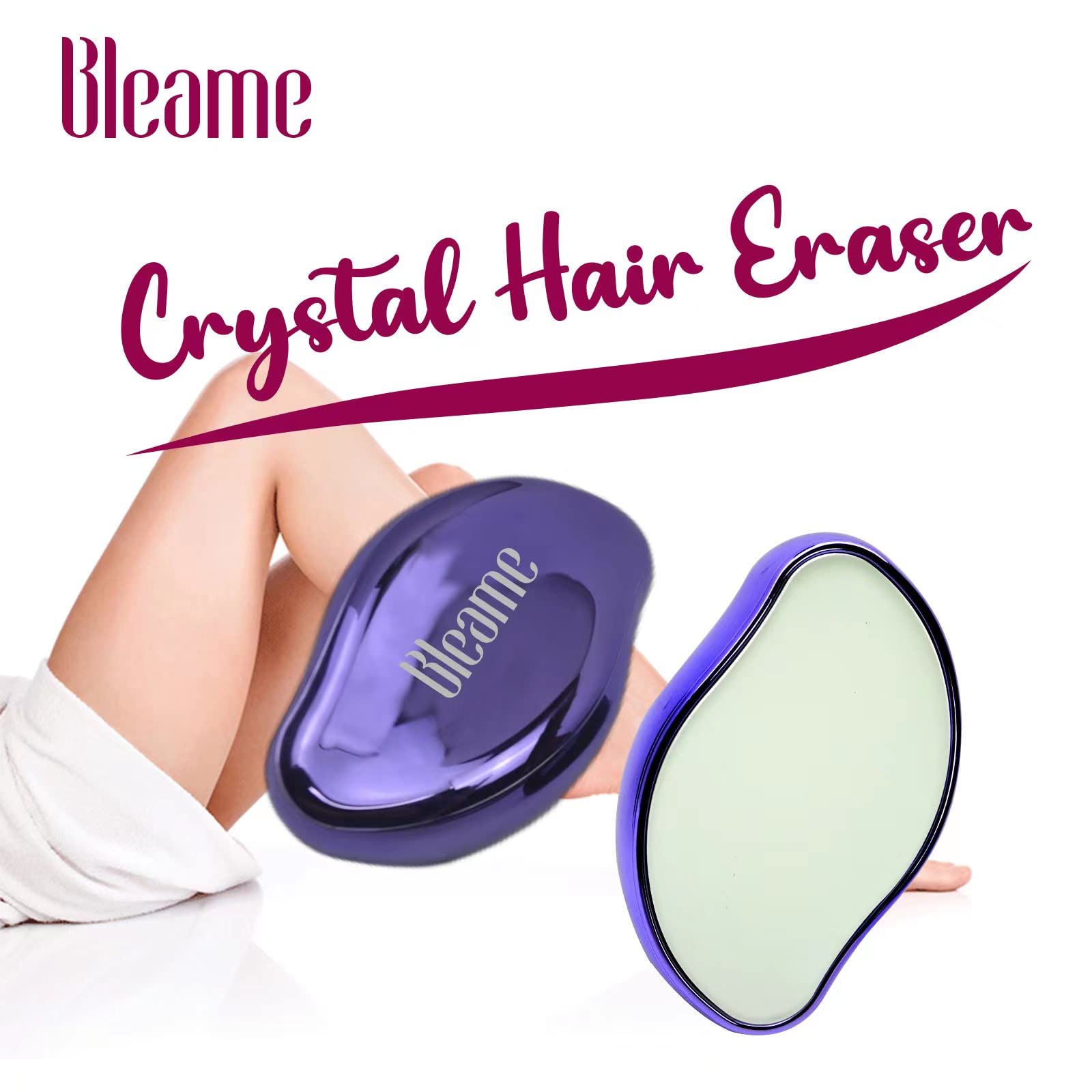 Bleame Crystal Hair Eraser, Bleame Crystal Hair Remover, for Men & Women Arms Legs Back, Fast & Easy Exfoliate, Soft Smooth Silky Skin, Apply To Any Part Of The Body (Purple) (Purple)