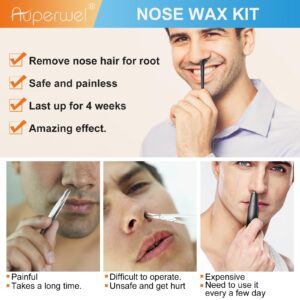 Nose Wax Kit, Auperwel Nose Ear Hair Instant Removal Kits 15-20 Times Usage, Nostril Waxing Kit for Men Women, Safe Easy Quick, 100g Wax, 20 Black Stcik Applicator, 15 Mustache Guards, 10pcs Paper Cup