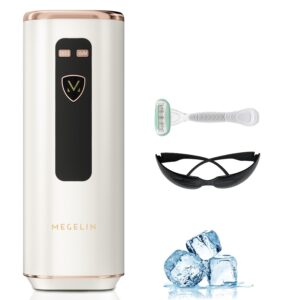 megelin x pro ipl hair removal for women and men, 21j sapphire cooling system permanent lase hair removal device with unlimited flashes, painless at-home remover for facial bikini lines legs arms