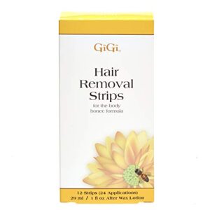 gigi hair removal strips for the body - pre-waxed with gigi all-purpose honee formula, 12 strips