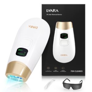 [fda cleared] ipl hair removal - lvara permanent laser hair removal device for women men - painless at home hair remover, 999,999 flashes for facial bikini legs armpits