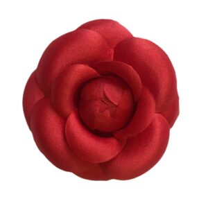 M&S Schmalberg Camellia Silk Fabric Flower Pin Brooch Flower. Red Camellia Brooch Pin - Hand-made in New York's Garment Center (American Made)