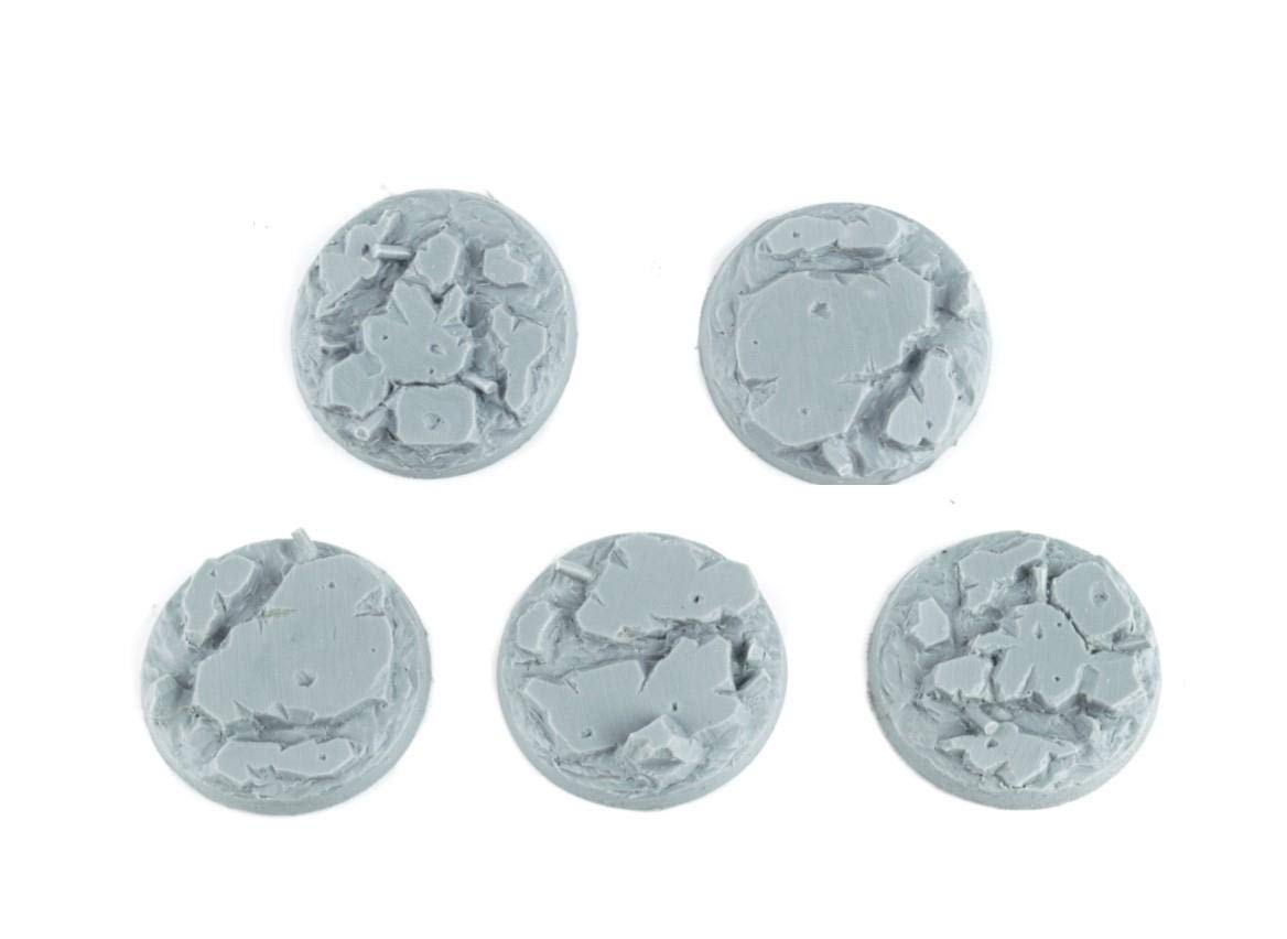 War World Gaming War Torn City Rubble Round Bases x 5 (40mm) - 28mm Heroic Scale Wargaming