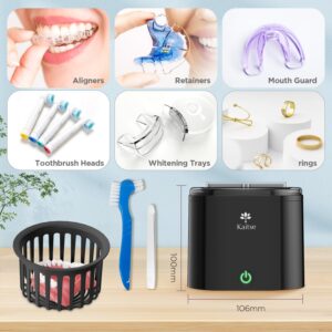 Kaitse Ultrasonic Retainer Cleaner for Denture: Ultra Sonic Dental Cleaning - Mouth Guard Cleaner for Aligner at Home in The Bathroom 25W 220ML (BLACK)