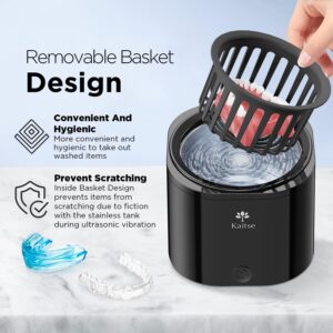 Kaitse Ultrasonic Retainer Cleaner for Denture: Ultra Sonic Dental Cleaning - Mouth Guard Cleaner for Aligner at Home in The Bathroom 25W 220ML (BLACK)