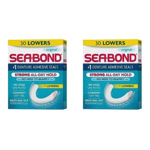 Sea Bond Secure Denture Adhesive Seals, Original Lowers, Zinc-Free, All-Day-Hold, Mess-Free, 30 Count (Pack of 2)