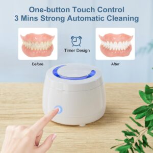 Raymall Utrasonic Retainer Cleaner, Denture Ultrasonic Cleaner Portable Aligner Sonic Dental Appliance Cleaner Jewelry Cleaning Machine for Home Travel, Sonic Dental Cleaner Ultrasonic Dental Cleaner