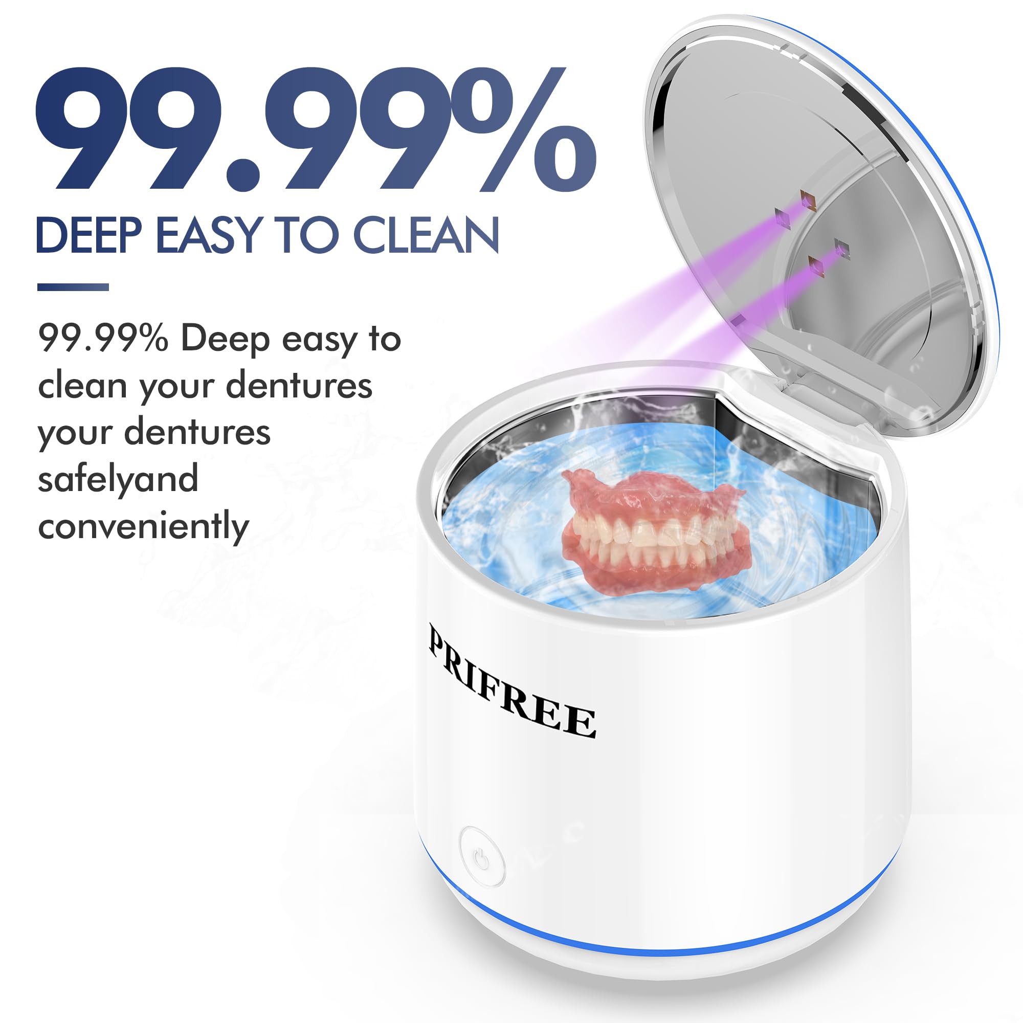 Ultrasonic Cleaner for Dentures, Retainer, Aligner, Mouth Guard, Braces, Jewelry, Whitening Trays, Toothbrush Head, 45kHz Portable Ultrasonic Retainer Cleaner, For Home and Travel blue