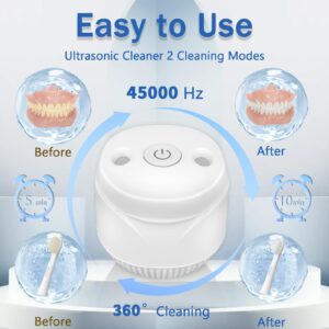 Ultrasonic Retainer Cleaner Machine - 45kHz Deep Cleaning for Dentures, Aligners, Mouth Guards, Whitening Trays, Toothbrush Heads, and Braces 200ML Portable Ultrasonic UV Retainer Cleaner for Dentures