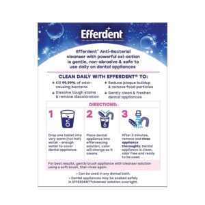 Efferdent Retainer & Denture Cleaner Tablets and Dental Bath, 4 Tablets (Pack of 3)