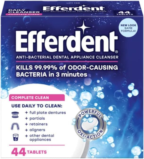 Efferdent Retainer & Denture Cleaner Tablets, Complete Clean, 44 Count, (Pack of 16)