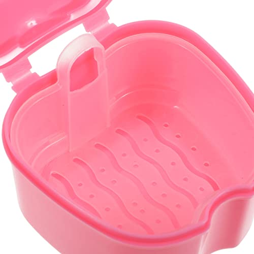 Healifty 4Pcs Denture Case Bath Case Cup Box Holder Storage Soak Container with Strainer Basket for Travel Retainer Cleaning