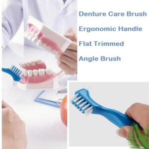 American Goods 2/Pcs Blue Denture Care Brushes Glitter Firm Hard Duble Sided Cleaning Denture Toothbrushes