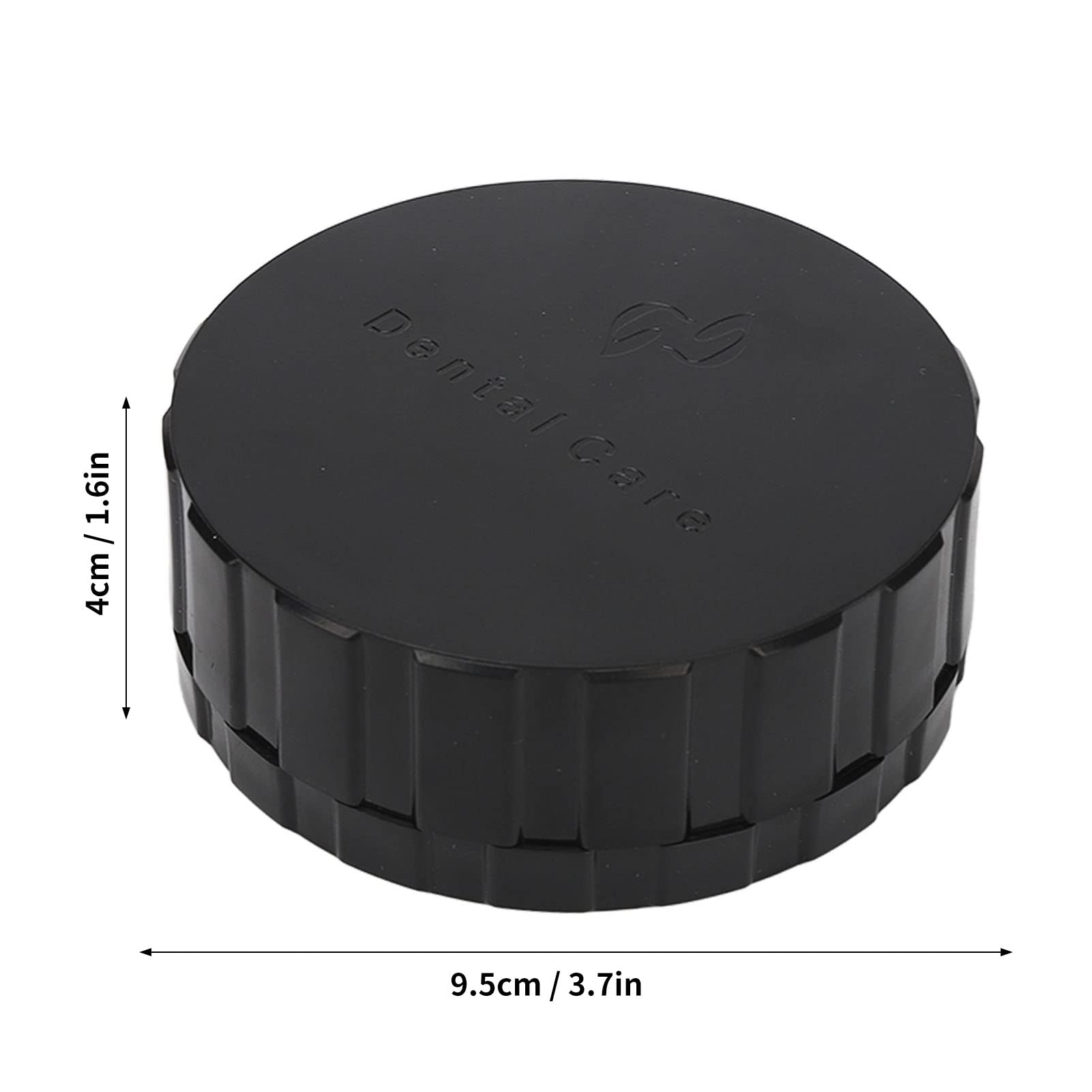 Round Shape Denture Case, Definitely No Leak Denture Bath Box for Traveling with Strainer and Magnetic Mirror, Reusable & Portable, Denture Cup for Care (BLACK)