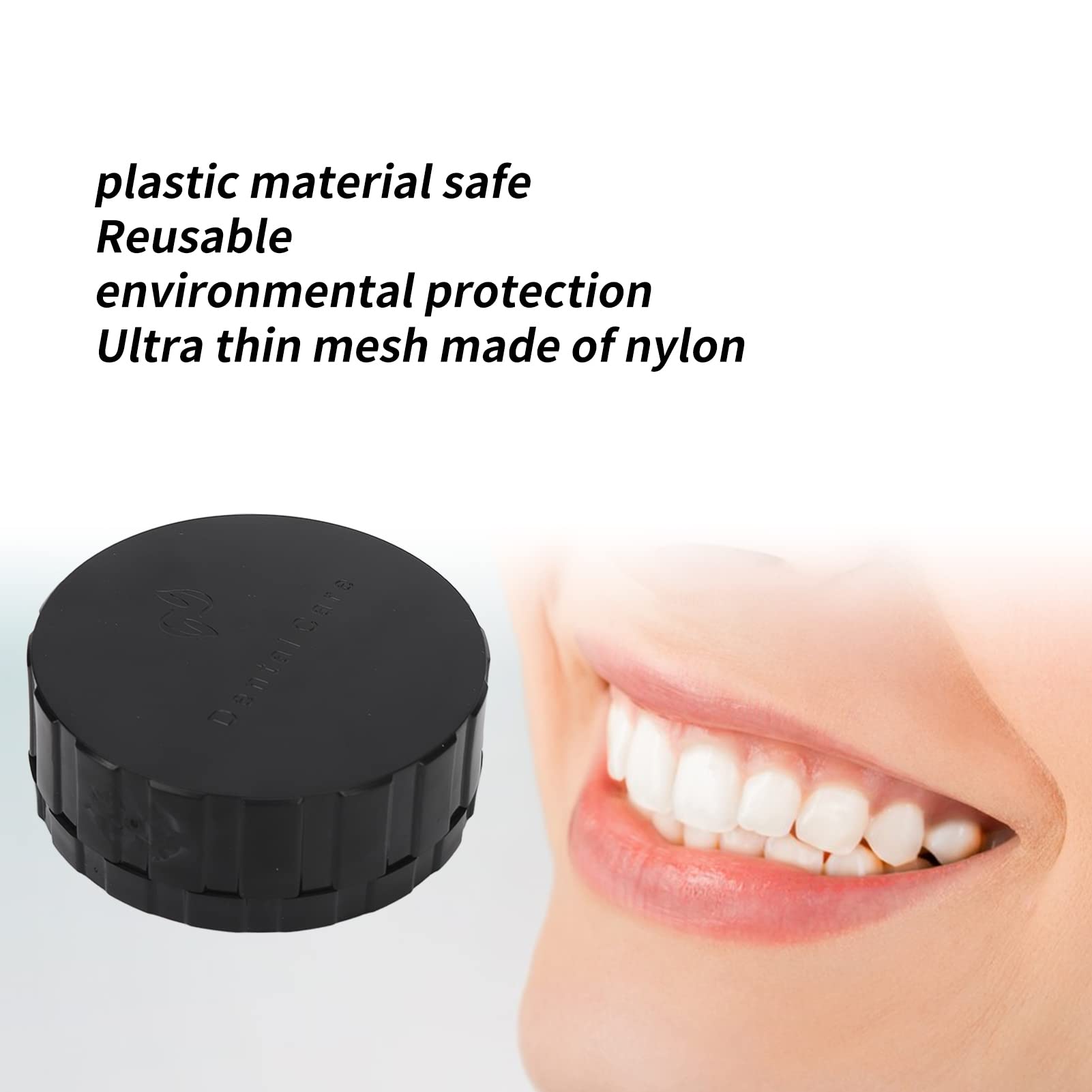 Round Shape Denture Case, Definitely No Leak Denture Bath Box for Traveling with Strainer and Magnetic Mirror, Reusable & Portable, Denture Cup for Care (BLACK)