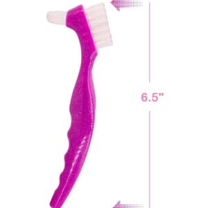 American Goods 2/Pcs Glitter Purple Denture Care Brushes Hard Duble Sided Cleaning Denture Toothbrushes