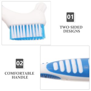 JECOMPRIS Denture Toothbrush 2 Sets Denture Dual Bristle Heads Toothbrushes with Cover Case Ergonomic Handle Toothbrushes for Denture Deep Cleaning Care Double Sided Toothbrush