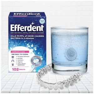 Efferdent Retainer Cleaning Tablets, Denture Cleaning Tablets for Dental Appliances, Complete Clean, 102 Count (Pack of 8)