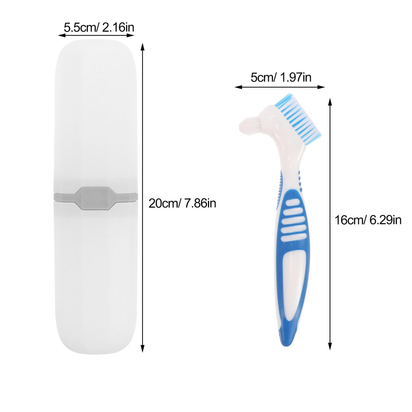 Lurrose Denture Case Kit 2 Sets Denture Brush with Portable Toothbrush Box Denture Brush Retainer Bath with Lid, Retainer Cleaning Denture Boxes, Toothbrush Kit for Travel