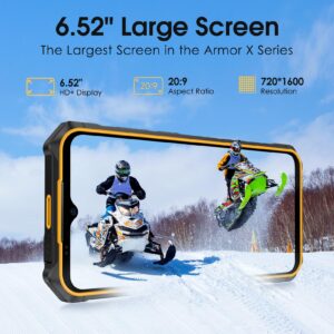 Ulefone Rugged Phones, Armor X13 (12+64GB), 50MP Rear Camera, 24MP Night Vision Camera, Android 13 OS Rugged Smartphone, 6.52” Screen, 6320mAh, NFC, GPS, Package with Exclusive Armor Case- Black