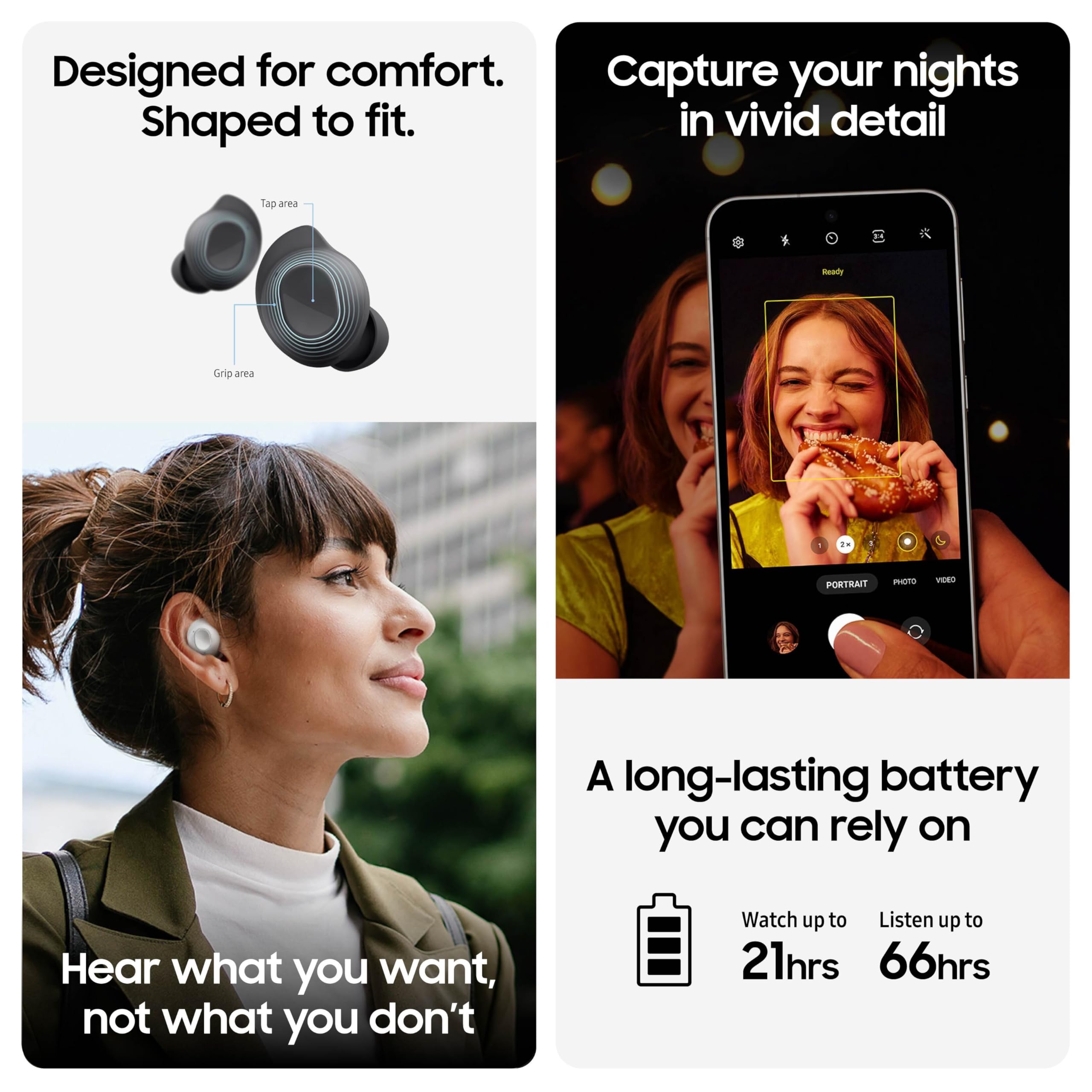 SAMSUNG Galaxy S23 FE Cell Phone (Graphite) + $49.99 Buds FE (Graphite) 128GB Unlocked Android Smartphone w/Long Battery Life and True Wireless Bluetooth Earbuds w/Wing Tip Design US Version, 2023