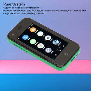 2.5 Inch Mini Smartphone for Kids, 1GB 8GB Quad Core 3G GSM Mobile Phone, D18 Android6.0 Small Pocket Cellphone with 1580mAh Batetry Long Standby for Students, Spare Phone (Green)