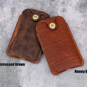 Personalized leather Phone sleeve pouch flip case with belt clip loop leather phone sleeve case for iPhone 15 14 13 Pro Max W09-LPSN