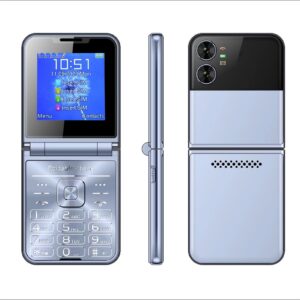 Senior Cellphone 2.6in Big Button Flip Phone 4 SIM Cards Standby for Elderly (Blue)