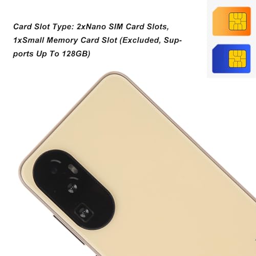 gernie Android 12 Unlocked Cell Phone, 5 Inch 1440x3040 Display 4GB RAM 32GB ROM MTK6580M Ultra Slim Smartphone 6800mAh Battery Dual SIM Mobile Phone with 5MP 8MP Camera for Kids (Gold)