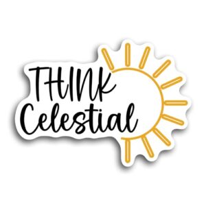 Think Celestial LDS Sticker Bible Sunshie Jesus God Faith Religious 1 Vinyl Die Cut Sticker for Car Laptop Phone Water Bottle Guitar Helmet Gift Idea Decal (Custom Size)