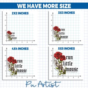 Run Little Mouse Sticker Black Rose Kindle Skeleton Haunting Adeline Hunting Adeline Dark Romance Booktok Bookish Book Lover Vinyl Die Cut Sticker for Car Laptop Phone Water Bottle (Customize Size)