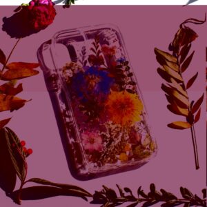 Meadow Unique Pressed flower foral Phone cases cover for Apple Iphone 15 skin cover case, Soft silicone rigid back, hybrid