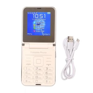 Senior Cellphone 2.6in Big Button Flip Phone 4 SIM Cards Standby for Elderly (Gold)