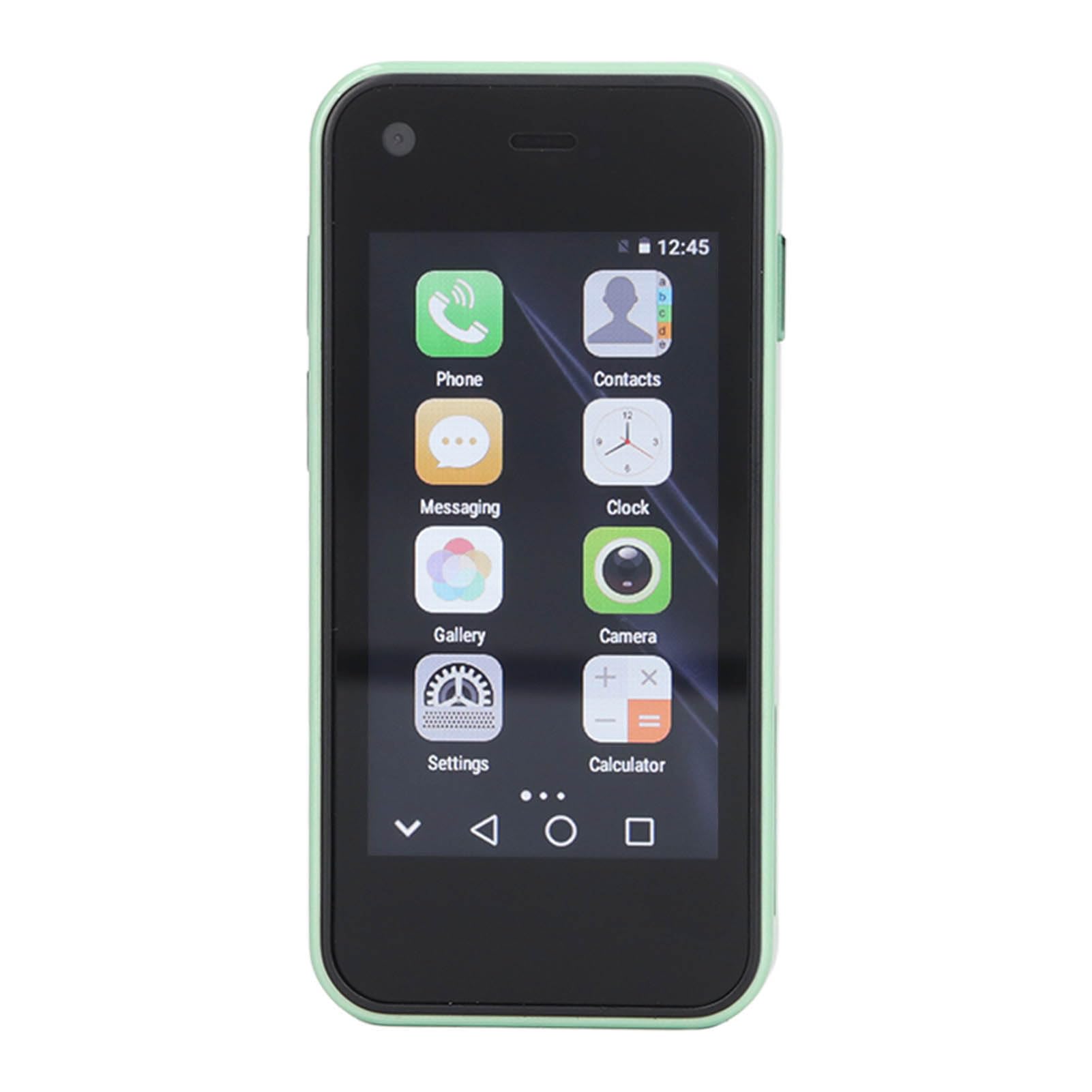 Mini Smartphone WiFi Dual SIM Mobile Phone GPS Portable Quad Core Backup with Protective Cover for Childrens Daily Life (Matcha Green)