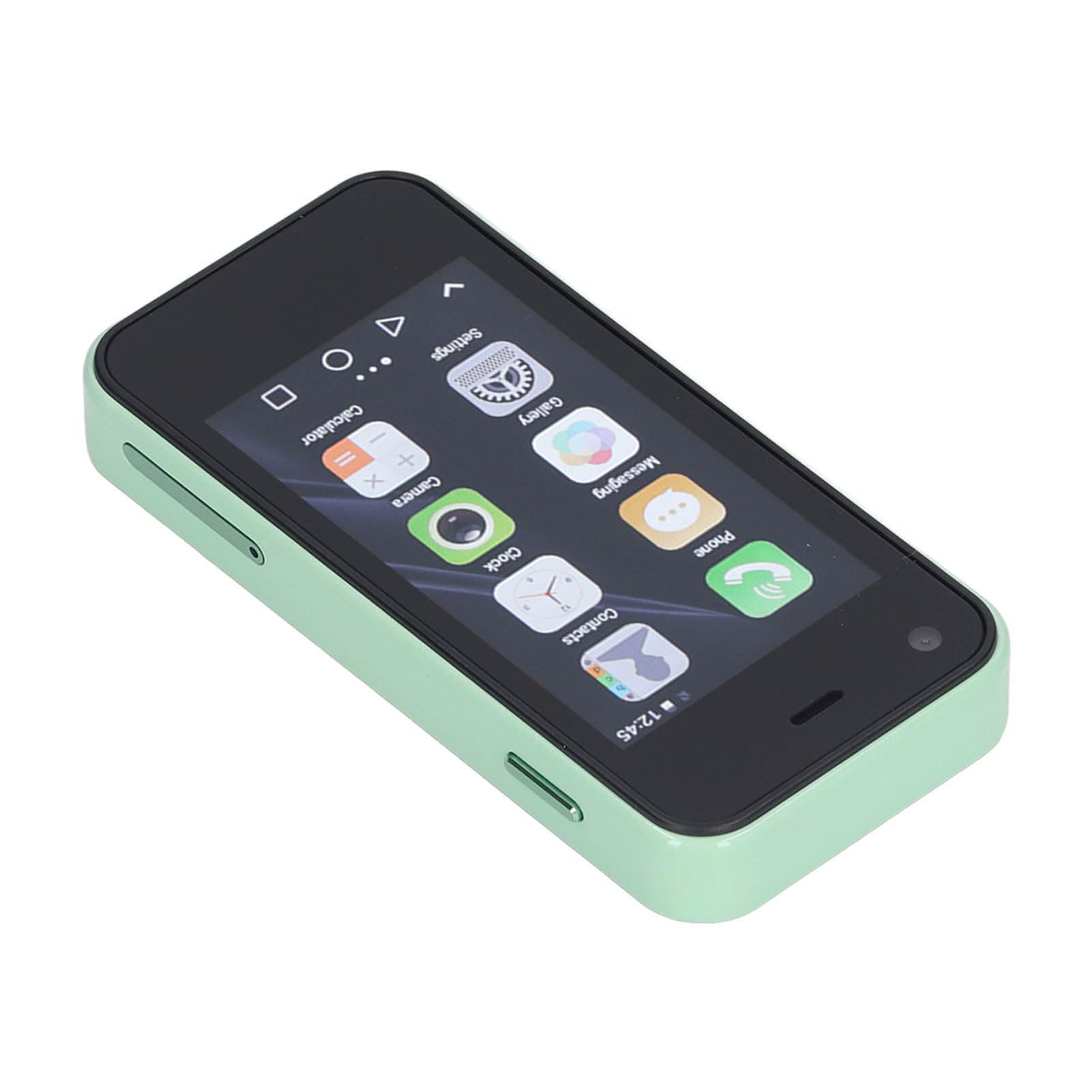 Mini Smartphone WiFi Dual SIM Mobile Phone GPS Portable Quad Core Backup with Protective Cover for Childrens Daily Life (Matcha Green)