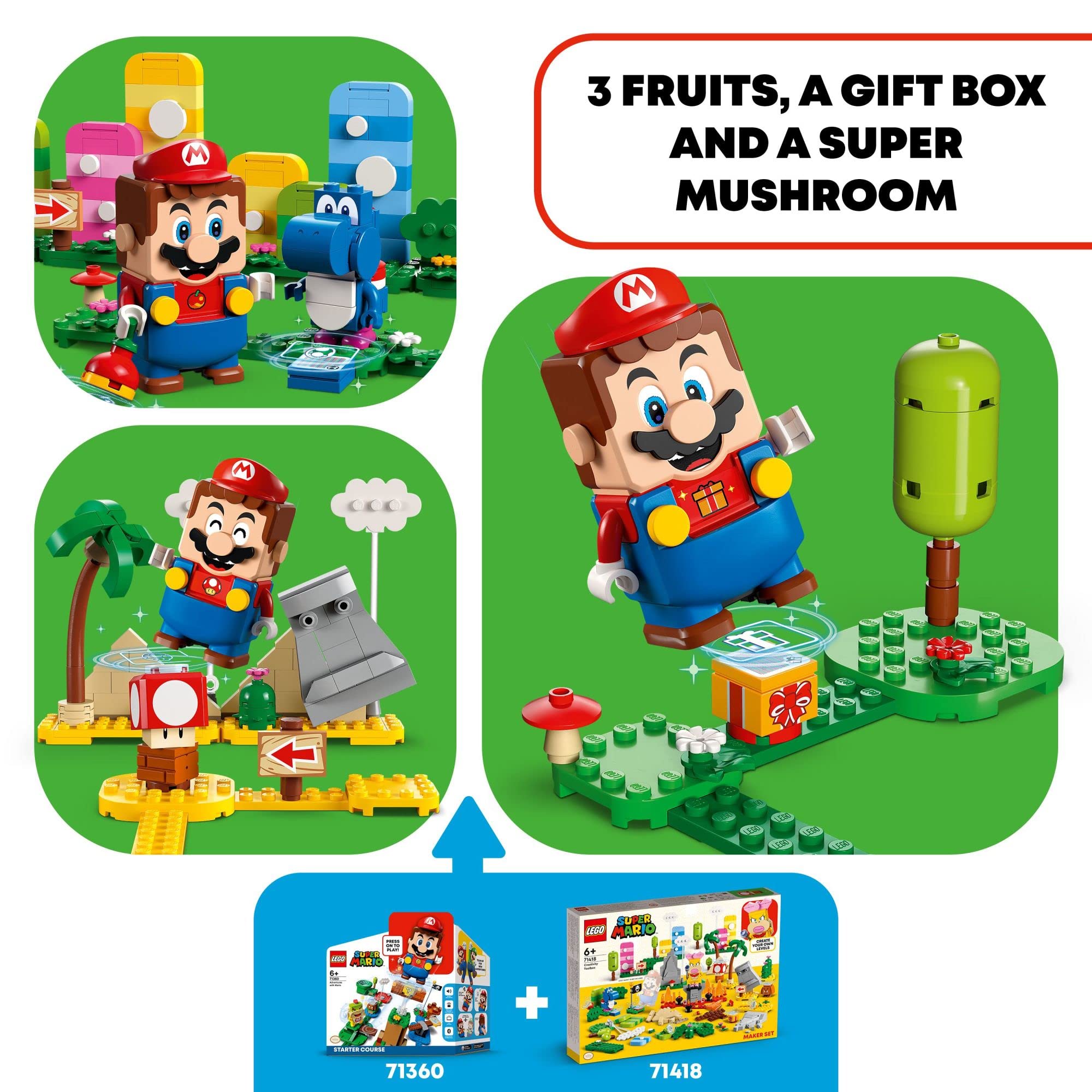 LEGO Super Mario Creativity Toolbox Maker Set 71418, Create Your Own Levels with Figures, Grass, Desert and Lava Builds, Starter Course Expansion, Toy Gift Idea for Kids 6 Plus