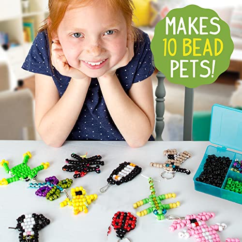 Made By Me Create Your Own Bead Pets, Includes Over 640 Beads, Lanyard Clips, Keyrings, & Storage Box, Create Your Own Backpack Keychain Kit, DIY Bead Art Crafts for Kids & Beginners