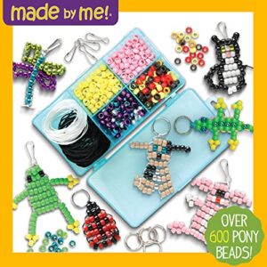 Made By Me Create Your Own Bead Pets, Includes Over 640 Beads, Lanyard Clips, Keyrings, & Storage Box, Create Your Own Backpack Keychain Kit, DIY Bead Art Crafts for Kids & Beginners