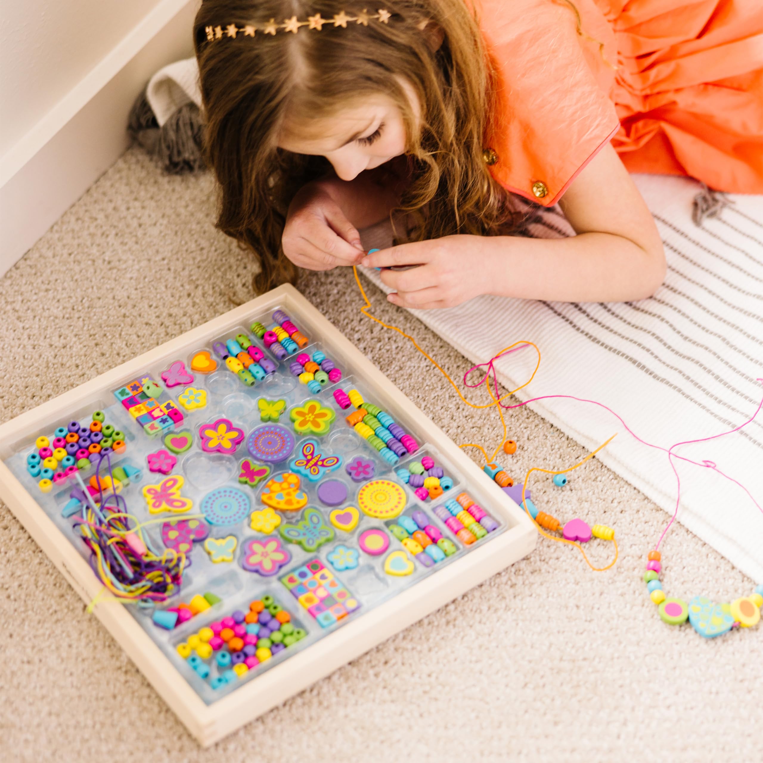 Melissa & Doug Created by Me! Bead Bouquet Deluxe Wooden Bead Set With 220+ Beads for Jewelry-Making, for 4+ years, Multicolor, 9½