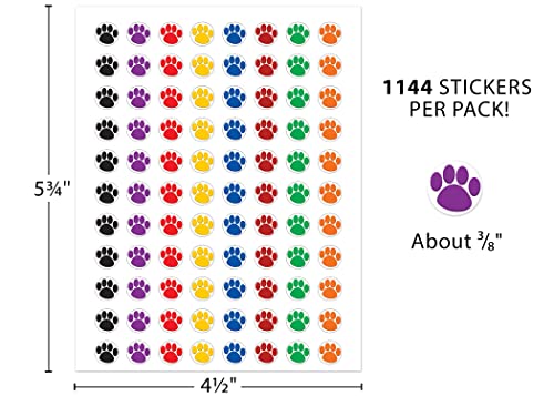 Teacher Created Resources Colorful Paw Prints Mini Stickers Value Pack (4742) 3/8 in